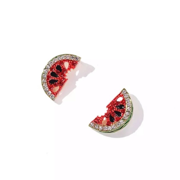 “One In A Melon” Watermelon Diamond Summer Earring - Picture 2 of 9